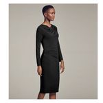 MM.LaFleur The Annabel Long Sleeve Ruched Drape Midi Dress Black Medium Photo 10