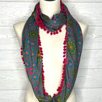 Natural Life boho teal & pink Floral infinity scarf Photo 0