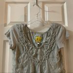 Bela Bird Seafoam Green/Grey Lace Overlay Blouse S Photo 3