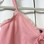 SheIn Light Pink Lace Trim Cami Crop Barbie Tank Top With Bow Size Small Photo 4
