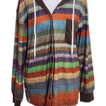 Exclusive Colorful Striped Hoodie NWT Sz Medium Women's Oversized Stripe Shacket Brown Photo 0
