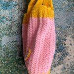 Vintage handmade crochet pink flower button tote Yellow Photo 7