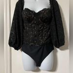 Cami NYC  The Janelle off the shoulder bodysuit black lace size large Photo 1