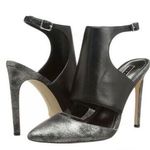 BCBGeneration  Black Leather Chaser Pewter Stiletto Heel Sexy High Heels 7.5 NWT Photo 0