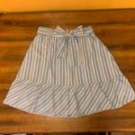 J.Crew Skirt size 10 Blue White stripe A-line Tie Waist Midi back zipper Photo 0