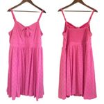 Torrid  Pink Eyelet Spaghetti Strap Mini Skater Dress Tie Front Size 1X 14 16 New Photo 2