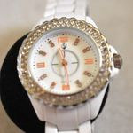 Premier Designs Vintage Premier Design White Metal Link Band Rhinestone Accent New Battery Watch Photo 0