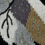 Jaclyn Smith  Petite Women's Vintage Sweater Size Small Black Gold Silver Leaf Photo 5