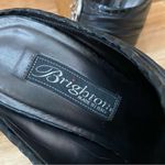 Brighton “Ravish” Napa Snake Embossed Leather Black Mules Heels Size 6.5 Photo 10