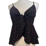 SheIn Cami Baby Doll Top Y2K Hearts Cropped Bow Front Halter Valentine SZ SM  Photo 1