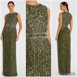 Mac Duggal  93603 Womens Green SEQUINED HIGH NECK SLEEVELESS COLUMN GOWN Dress Photo 1