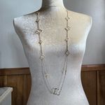 Clover leaf long gold tone necklace Silver Photo 5