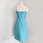 Frances Valentine Shiny Teal Empire Waist Slip Dress Adjustable Straps Y2K XS Blue Photo 4