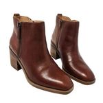 Crown Vintage Red Brown Leather Zip Up Ankle Boots Booties Chunky Heel Size 7 M Photo 1