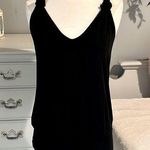 Made in Italy Solid Black Tank Bubble Hem Split Back Womens Medium Photo 0