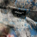 Tolani  Small  Top Blouse Short Sleeve Ruffled Abstract Colorful Boho Lagenlook Photo 4