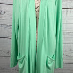 Zenana  Cardigan Womens 2X Mint Green Open Front Pockets Jersey Knit Stretch Photo 0