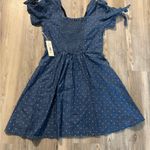Copper Key  Blue chambray with smocked back Polka Dot Dress NWT Photo 1