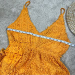 BHLDN x Free People Robinne Crochet Lace Maxi Dress Boho Yellow Orange Size M Photo 11