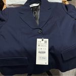 ZARA Navy Blue Tailored Wool Blend Lapel Collar Long Sleeves Luxury Blazer Sz M Photo 15