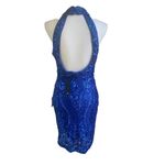 Lulus NWT Glittering Glamour Royal Blue Mock Neck Mini Dress L Bling Sexy Party Photo 4
