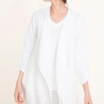 Chico's Chico’s White Satin Ruffle & Woven Knit Open Hoodie Cardigan Sweater 0 S Photo 1