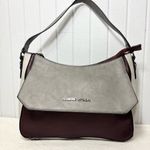 Adrienne Vittadini Burgundy and light gray combo satchel / cross bag Photo 0