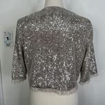 Gal Meets Glam Collection Diana Silver Sequin Crop Bolero Jacket Women's US 12 Photo 5