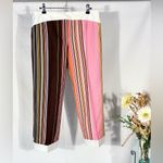 Trina Turk  Multicolor Striped Ankle Crop Pants with Button Detail Size 6💛 Photo 2