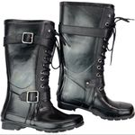 BCBGMAXAZRIA Women's Black Willis Lace Up Rubber Boots Leather Straps Size 6 Photo 9