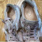 AGL Comfort Shoes Womens 5.5 Pink Leather Fur Trim Lace Up Round Toe Sneakers S9 Photo 2