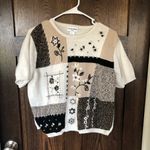 Breckenridge Vintage Breckinridge flower patchwork short sleeve sweater - large petite Photo 0