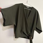 Wishlist Boutique Dark Green Wrap Blouse Loose Sleeves Size Small Loose Fit Photo 3
