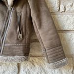 ZARA  Women's Tan Faux Suede Biker Jacket Photo 1