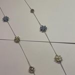 Ann Taylor Woman’s Signed  Factory Silver Tone Chain Necklace 35 Inch - Flowers Photo 3