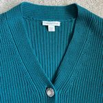 Coldwater Creek EGC‎ deep blue/green  woven button up cardigan sweater size SP Photo 1