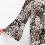 Larry Levine Womens Blouse Size PXL Ruffle Neck Boho Paisley Whimsigoth Fairy Grunge Retro Photo 4