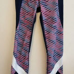 Athleta  Electra Sonar‎ 7/8 Pink Blue Mesh Leggings Size XS Activewear Zip Pocket Photo 0