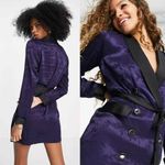 Topshop NEW Smoking Blazer Mini Dress Long Sleeve Button Front Jacquard Print Photo 2