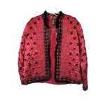 Mirasol Red and black Embroidered Stitched Jacket Faux fur trim Size M Size M Photo 1