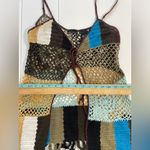 Moda International Crochet Cover Up, Size L Brown Size L Photo 4