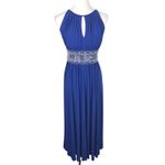 R & M Richards Royal Blue Beaded Halter Maxi Dress Formal Evening Gown Size 6 Photo 1