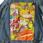 Nickelodeon 90s Rugrats Hey Arnold Ren Stimpy Oversized Denim Jacket Size Large Photo 6