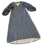 Padova Colombia kaftan denim jean balloon sleeve v neck boho resort Midi dress 6 Blue Photo 0