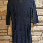 J. McLaughlin Catalyst Dress in Navy Blue Leopard Print Catalina Cloth Small Photo 3