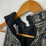 Adrianna Papell Vintage Papell Evening Black Silk Beaded Floral Sleevless High Neck Top womens M Photo 10