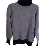 L.L.Bean  Cotton Cashmere Turtleneck Sweater Herringbone Pattern Blue Photo 0