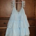 Revolve Arabela Ruffle Mini Dress in Baby Blue Photo 1
