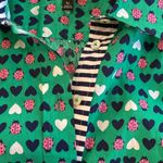 Talbots Hearts & Ladybug Button Down Cotton Shirt Green Pink Navy White Sz SP Photo 6