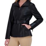 Kenneth Cole NWT  Faux Leather Jacket with Belt Photo 10